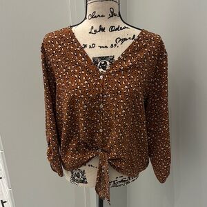 West Kei Brown Animal Print Blouse